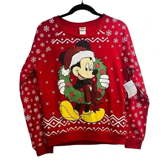 DISNEY Mickie Mouse NWT Light Up Christmas Crewneck Sweatshirt Youth Small - Picture 1 of 5